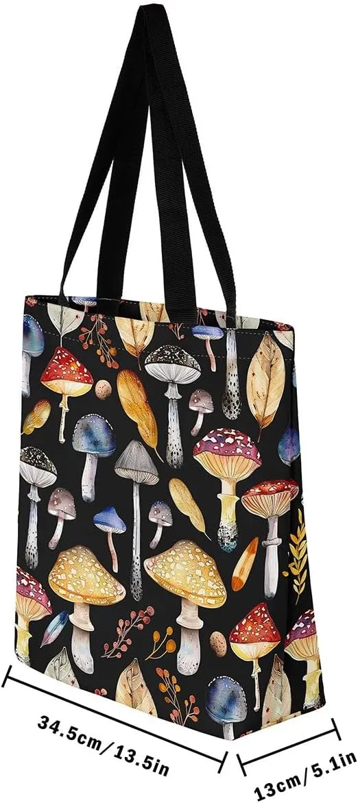 Castle Fairy Canvas Tote Bag for Women Reusable Shopping Bags Portable Storage Handbag