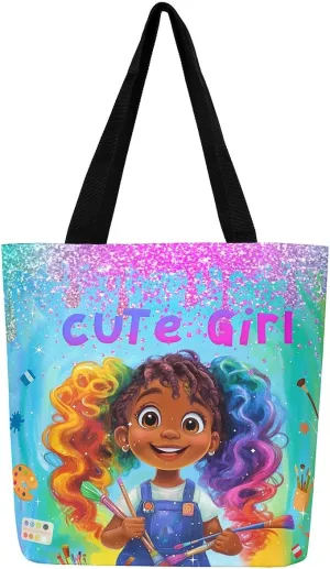 Castle Fairy Painting Girl American Canvas Tote Bag for Adults