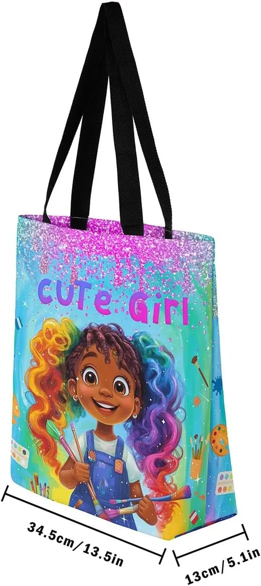 Castle Fairy Painting Girl American Canvas Tote Bag for Adults
