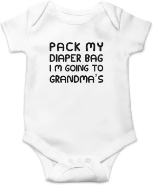 CBTwear Pack My Diaper Bag, I'm Going To Grandma's House Baby Bodysuit - Cute Newborn Unisex Clothing