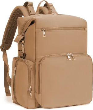 CEI-CEI Neoprene Diaper bag Backpack Waterproof Baby Changing Bags for Mom and Dad with Changing Pad Large Travel Maternity Tote with Insulated Pockets and Organised Compartments Mother‘s Day (Oat)