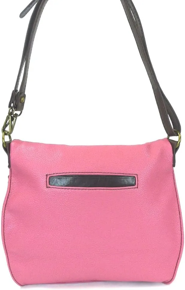 CHALA Charming Crossbody Bag With Flap Top | Flap and Zipper Cross-Body Purse or Shoulder Handbag with Metal Chain - Pink