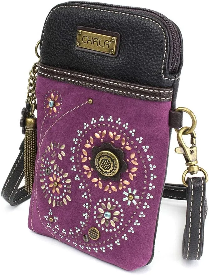 CHALA Dazzled Cell Phone Crossbody Purse-Women PU Leather Multicolor Handbag with Adjustable Strap