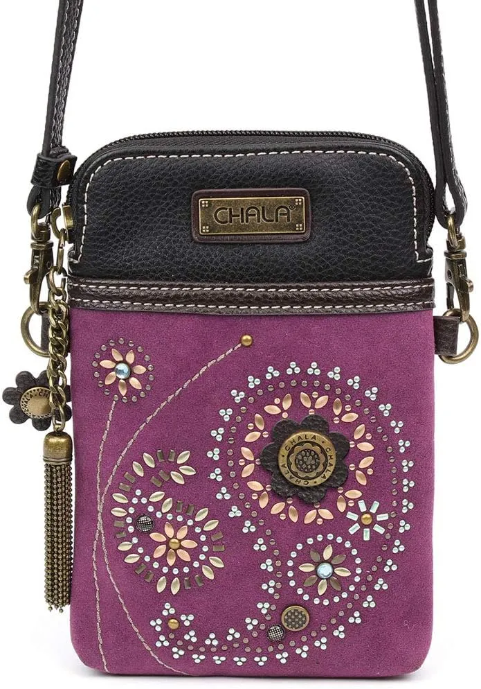 CHALA Dazzled Cell Phone Crossbody Purse-Women PU Leather Multicolor Handbag with Adjustable Strap