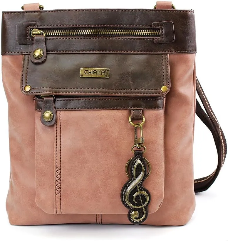 CHALA GEMINI Crossbody Faux Leather Gift Messenger Bag with Double Zip Wallet