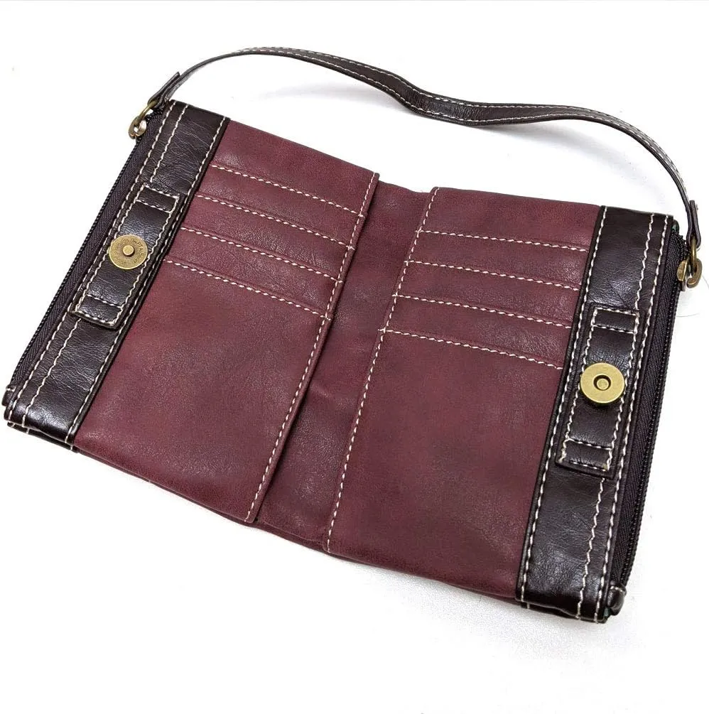 CHALA GEMINI Crossbody Faux Leather Gift Messenger Bag with Double Zip Wallet