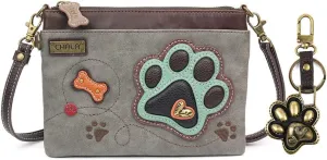 CHALA Paw Print Mini Crossbody Handbag Dog Lovers Gift, Dog Mom Convertible Straps with Metal Paw Charm Combo