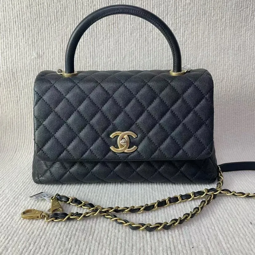 Chanel Coco Handle Bag H5012502 Black Quilted Leather Top Handle Bag