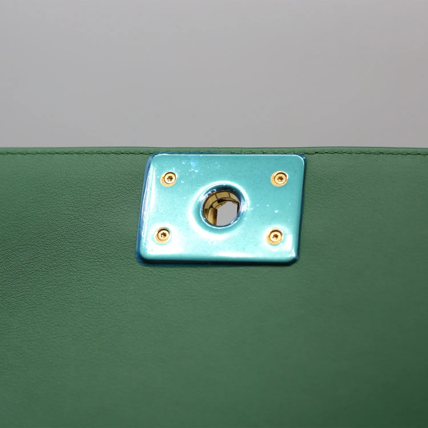 Chanel Medium Boy Flap Bag in Green Rabbit Fur and Lambskin with Gold Hardware