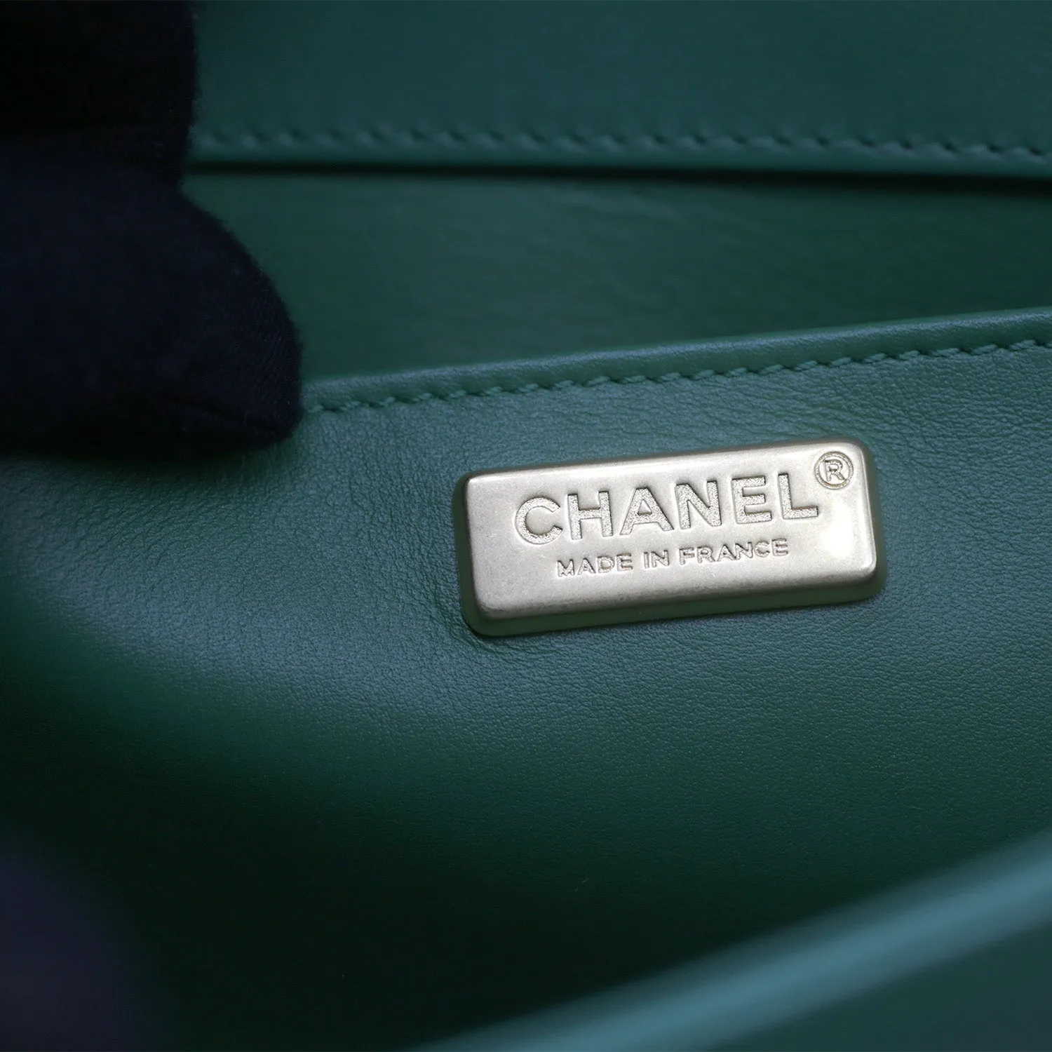 Chanel Medium Boy Flap Bag in Green Rabbit Fur and Lambskin with Gold Hardware