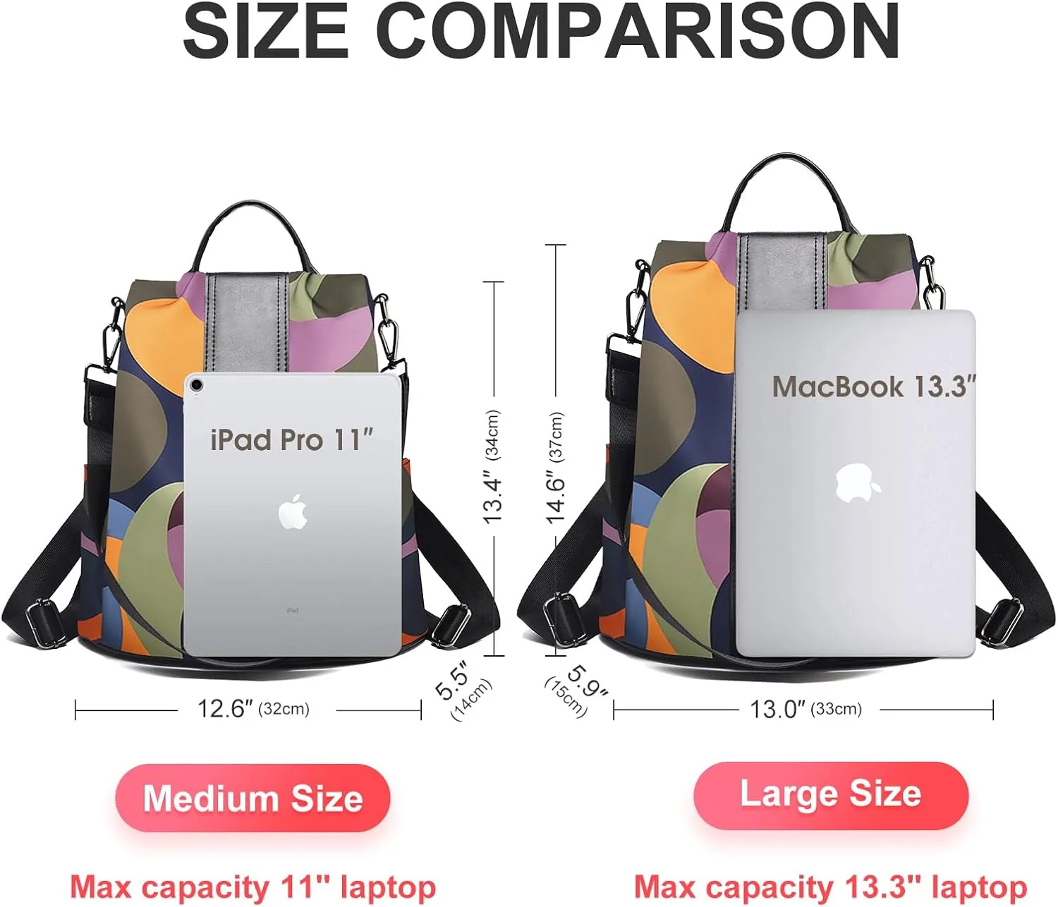 CHARMORE Women Backpack Purse Waterproof Nylon Anti-theft Rucksack Shoulder Bags