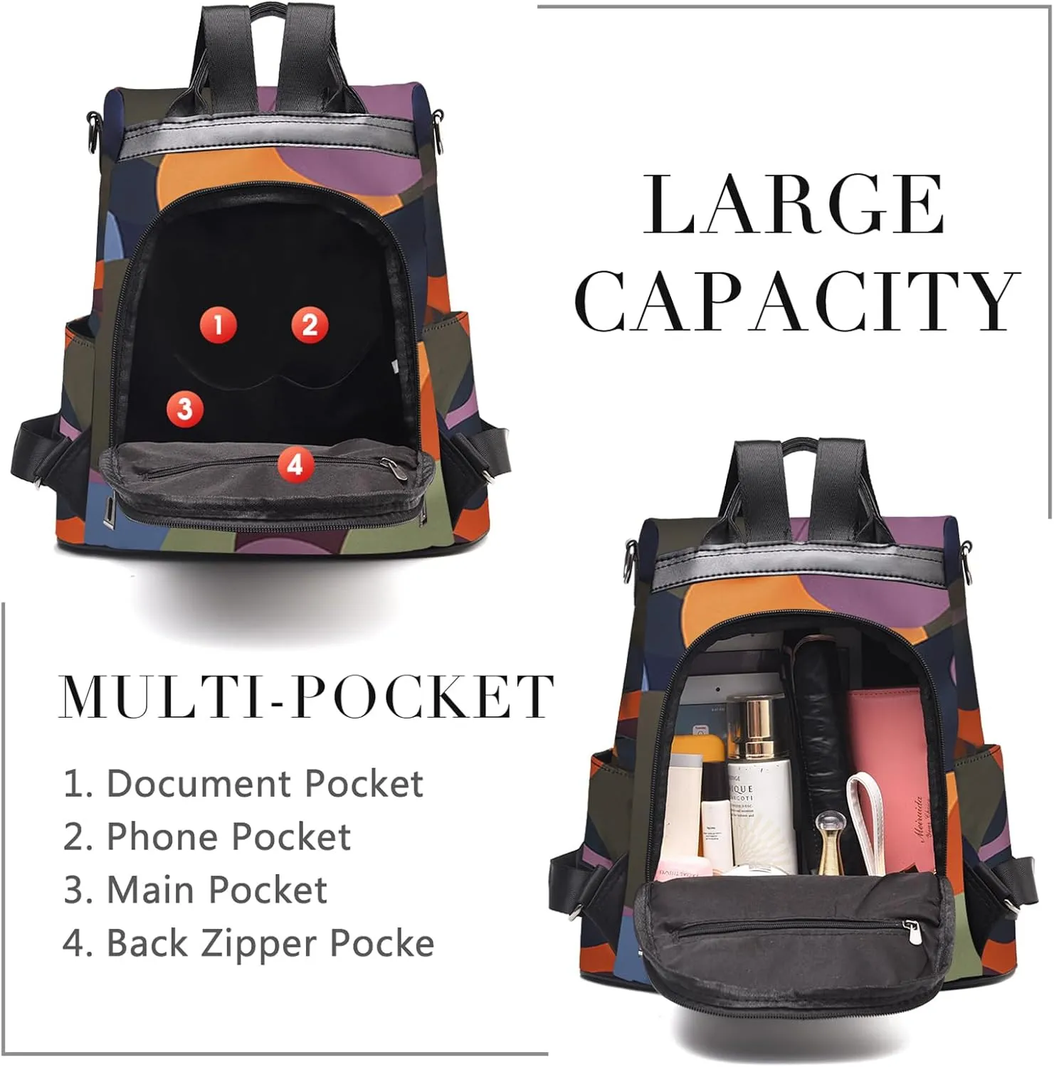 CHARMORE Women Backpack Purse Waterproof Nylon Anti-theft Rucksack Shoulder Bags