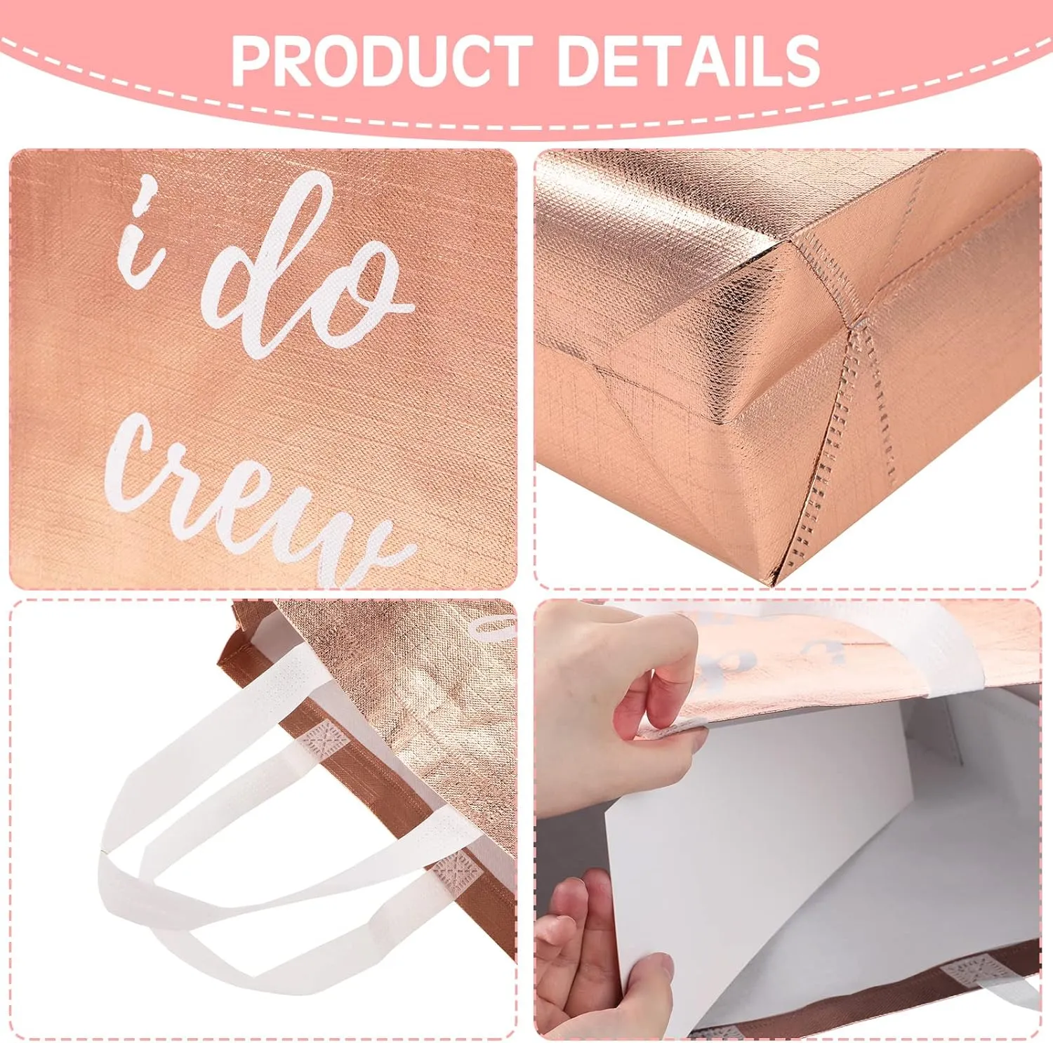 CHENGU 8 Pieces Bridesmaid Gift Bags I Do Crew Bachelorette Bags Bridesmaid Gifts for Wedding Day Bachelorette Party Bridal Party Favor Team Bride Bridal Shower(Rose Gold)