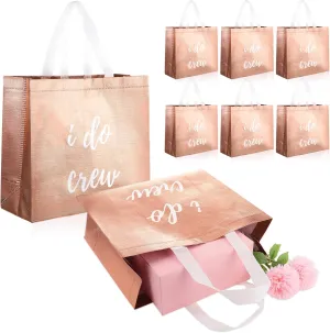 CHENGU 8 Pieces Bridesmaid Gift Bags I Do Crew Bachelorette Bags Bridesmaid Gifts for Wedding Day Bachelorette Party Bridal Party Favor Team Bride Bridal Shower(Rose Gold)