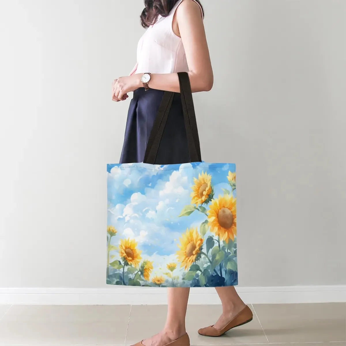 Cherry Blossom Cherries Canvas Tote Bag for Women Men Stylish Tote Handbag Shoulder Bag Reusable Grocery Bag