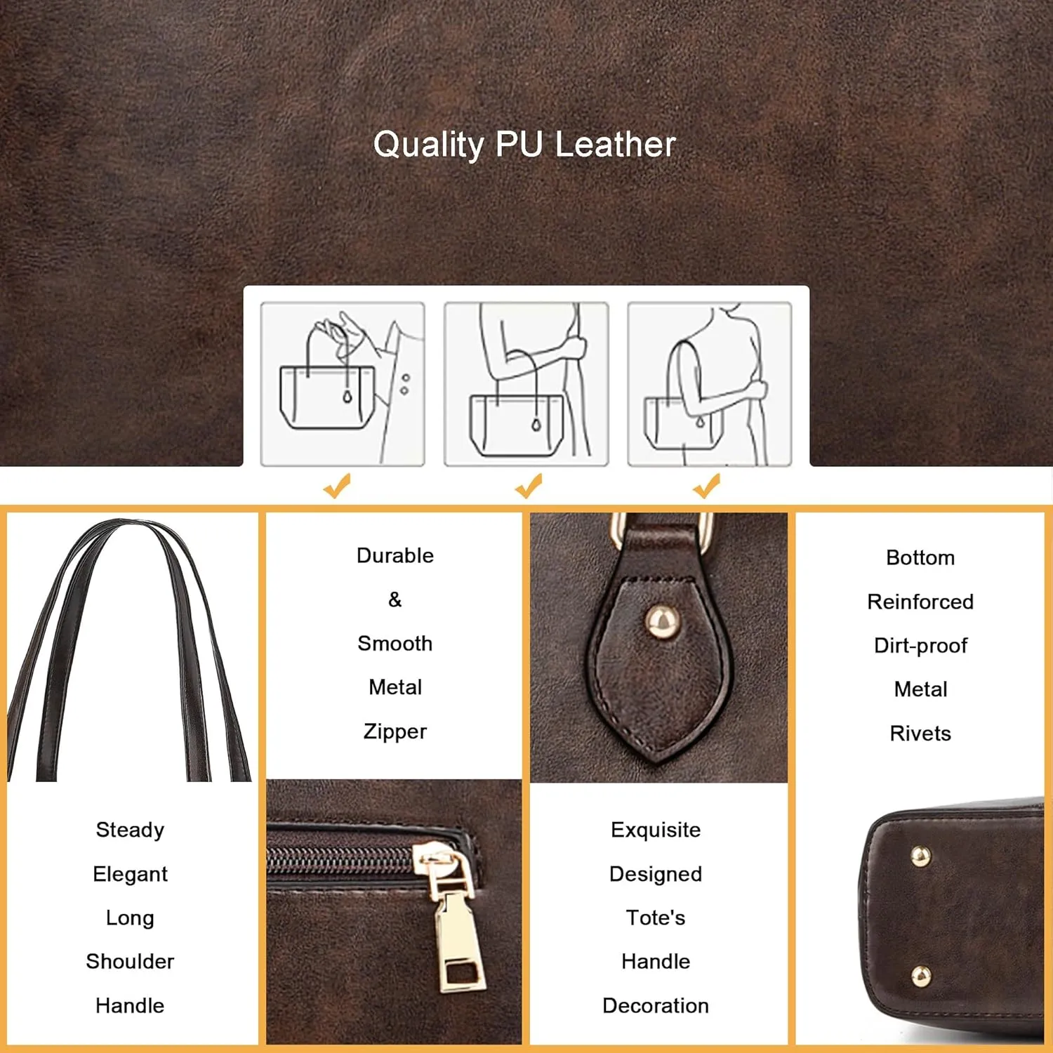 CHICAROUSAL Tote Bag for Women Large Handbags and Purses for Women PU Leather Womens Shoulder Bags