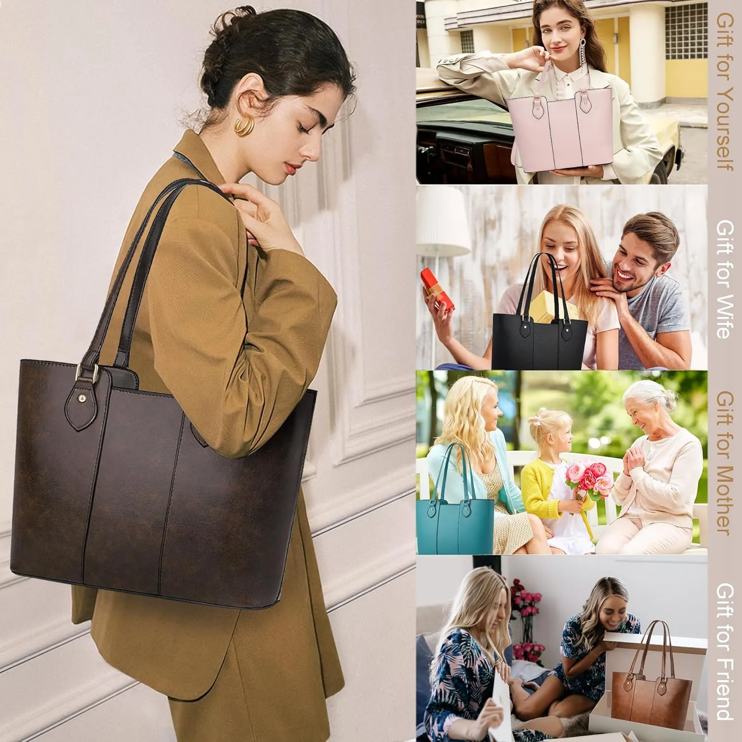CHICAROUSAL Tote Bag for Women Large Handbags and Purses for Women PU Leather Womens Shoulder Bags