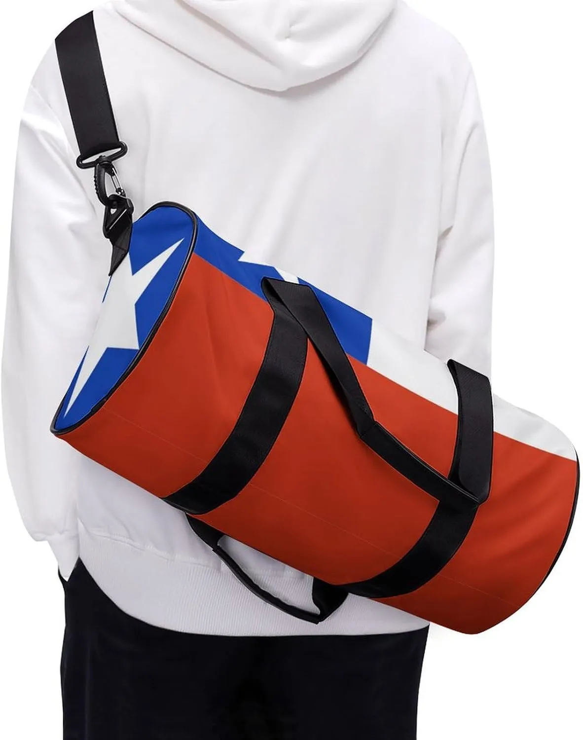 Chile Flag Sports Gym Bag for Boys Girls with Wet Pocket Travel Duffel Tote