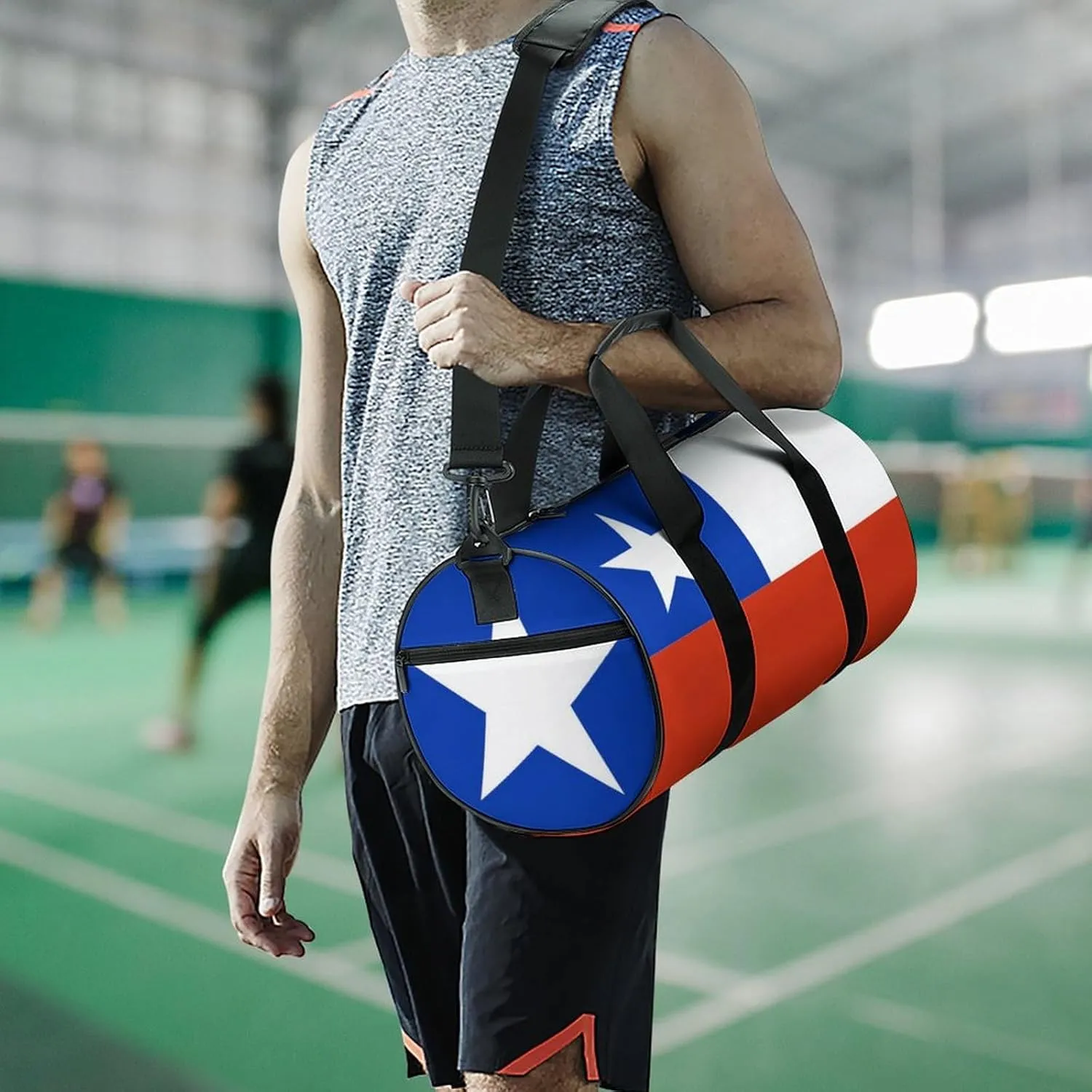 Chile Flag Sports Gym Bag for Boys Girls with Wet Pocket Travel Duffel Tote