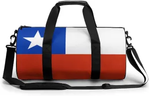 Chile Flag Sports Gym Bag for Boys Girls with Wet Pocket Travel Duffel Tote