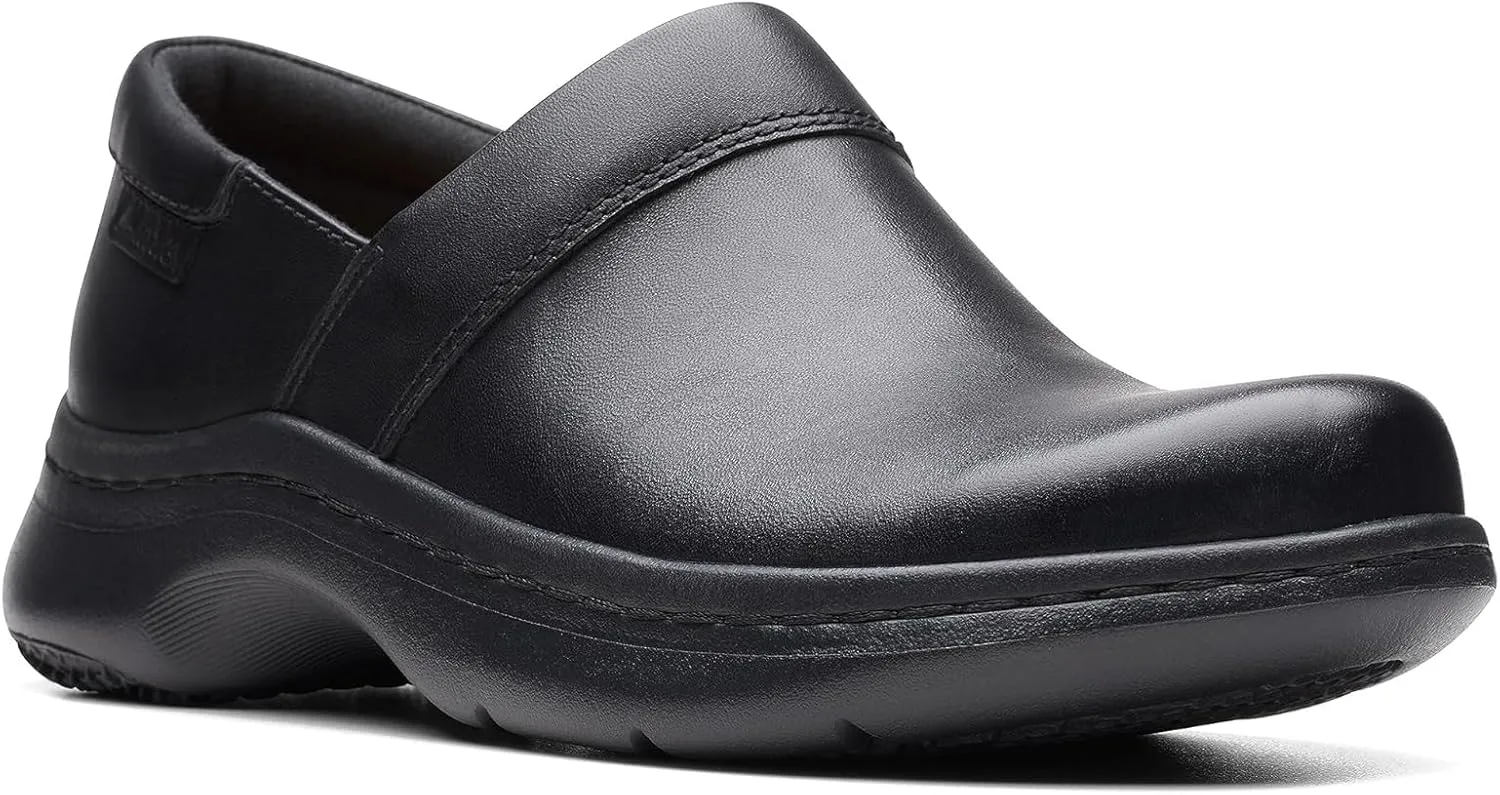 Clarks Womens ClarksPro Gem Black Leather 6 Medium
