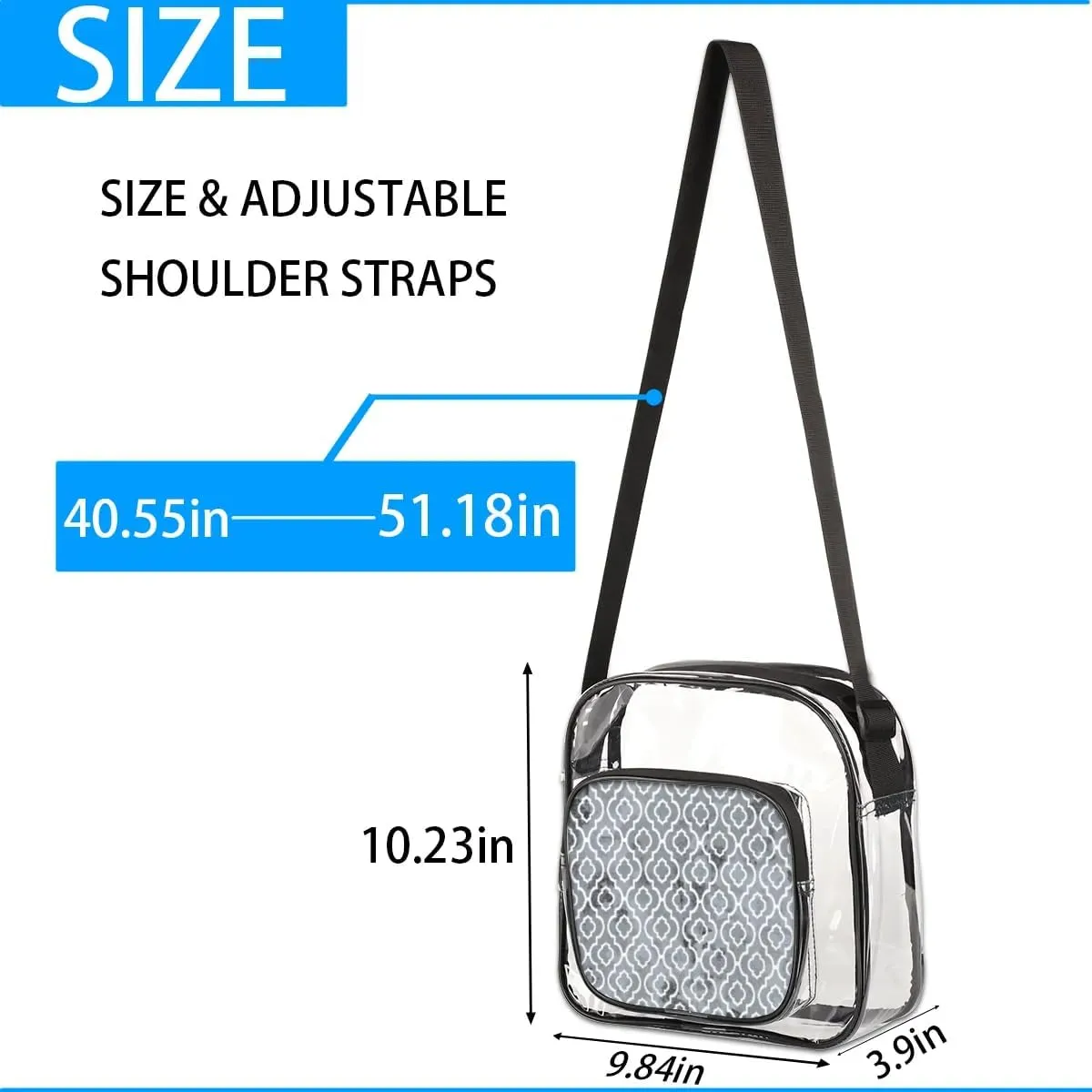 Clear Crossbody Bag Stadium Approved for Women and Men Transparent Messenger Shoulder Bag Clear Purse Bag