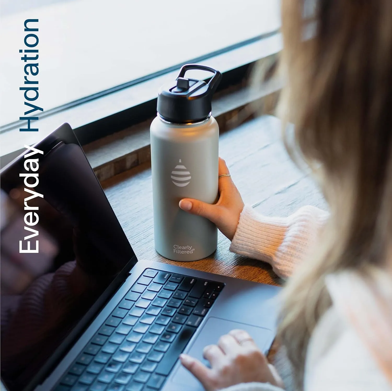 Clearly Filtered 32oz Water Bottle/Targets 220  Contaminants/Double-Wall Insulated Stainless Steel Filtered Water Bottle BPA/BPS-Free Phthalate-Free Filters Fluoride Lead Chlorine (Charcoal)