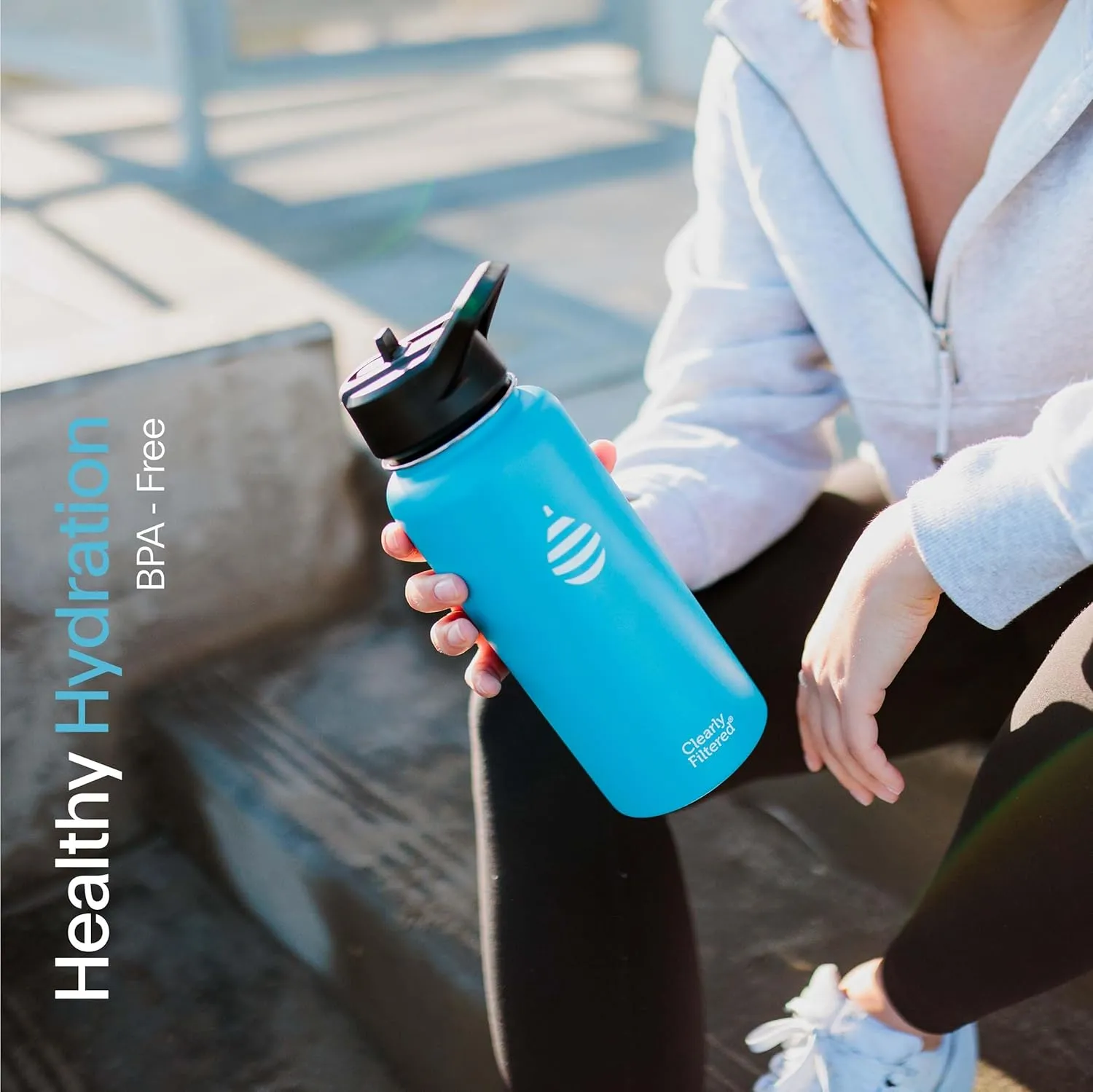 Clearly Filtered 32oz Water Bottle/Targets 220  Contaminants/Double-Wall Insulated Stainless Steel Filtered Water Bottle BPA/BPS-Free Phthalate-Free Filters Fluoride Lead Chlorine (Charcoal)
