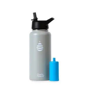 Clearly Filtered 32oz Water Bottle/Targets 220  Contaminants/Double-Wall Insulated Stainless Steel Filtered Water Bottle BPA/BPS-Free Phthalate-Free Filters Fluoride Lead Chlorine (Sage Gray)