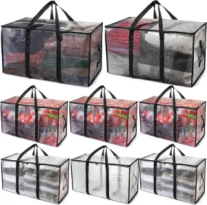 ClearSpace Heavy Duty Moving Bags or Storage Bags – Clear Storage Bins with Lids, Large Moving Boxes with Backpack Straps & Zippers – Packing Bags & Moving Supplies for College Dorm, 8 Pack