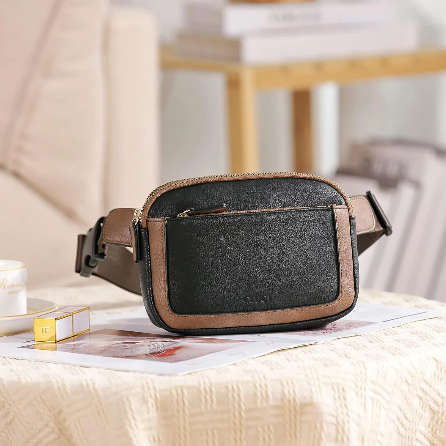 CLUCI Belt Bag for Women, Mini Everywhere Crossbody Waist Bag Adjustable Strap, Vegan Leather Women's Fanny Pack