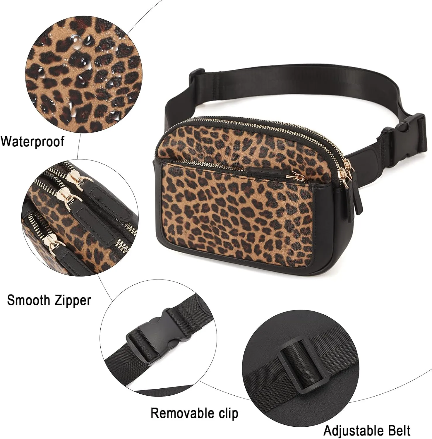 CLUCI Belt Bag for Women, Mini Everywhere Crossbody Waist Bag Adjustable Strap, Vegan Leather Women's Fanny Pack