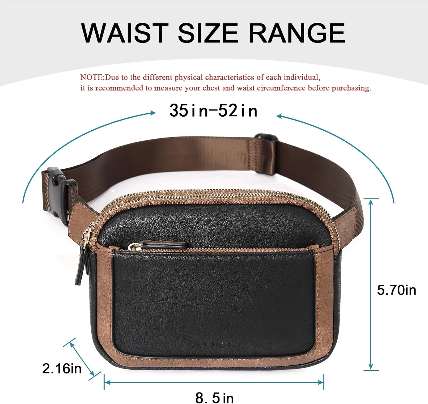 CLUCI Belt Bag for Women, Mini Everywhere Crossbody Waist Bag Adjustable Strap, Vegan Leather Women's Fanny Pack