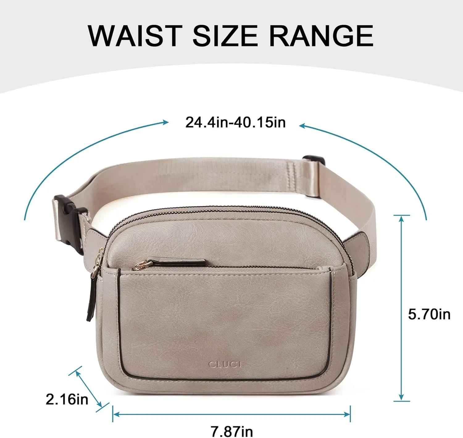 CLUCI Belt Bag for Women, Mini Everywhere Crossbody Waist Bag Adjustable Strap, Vegan Leather Women's Fanny Pack