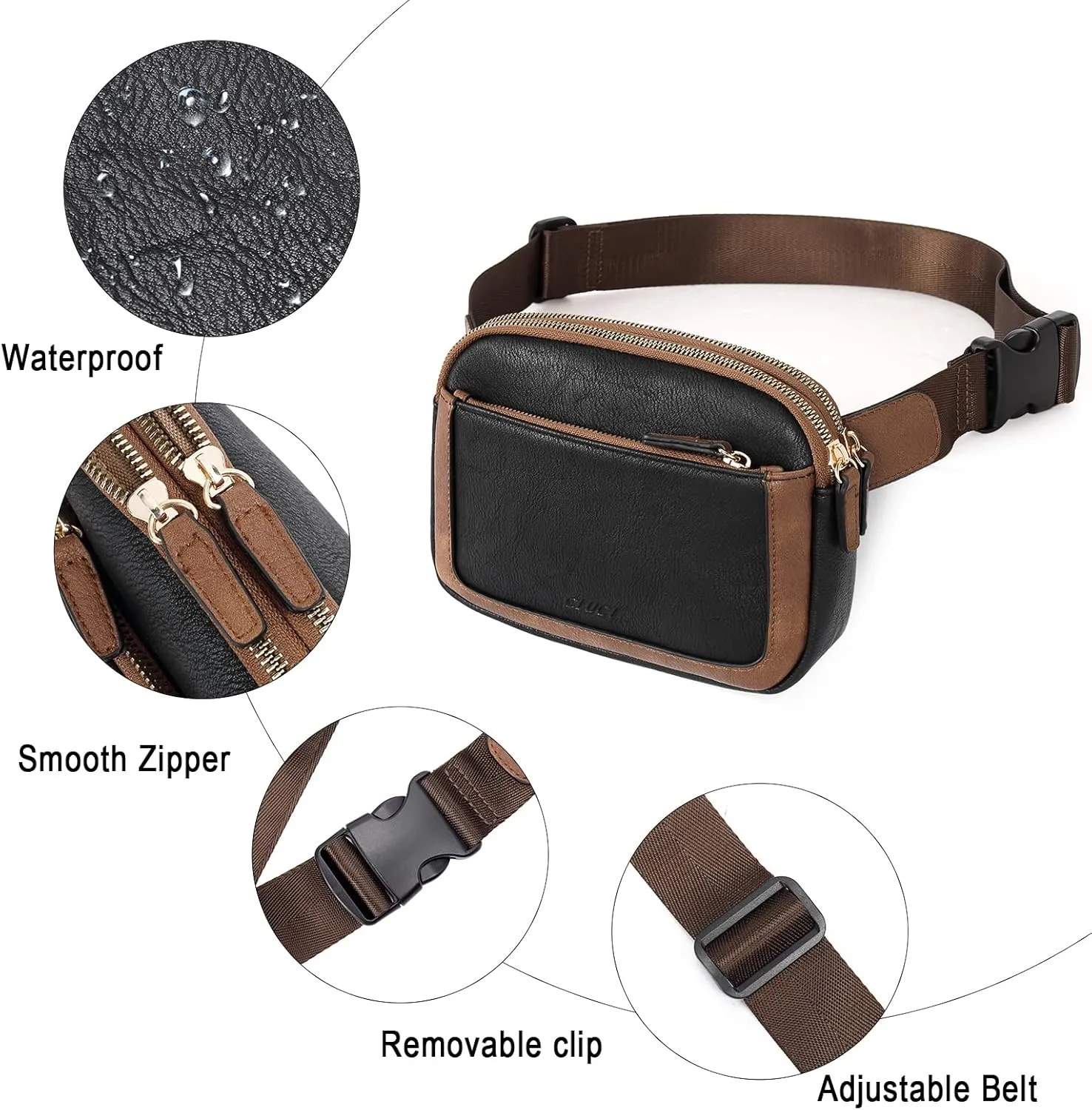 CLUCI Belt Bag for Women, Mini Everywhere Crossbody Waist Bag Adjustable Strap, Vegan Leather Women's Fanny Pack