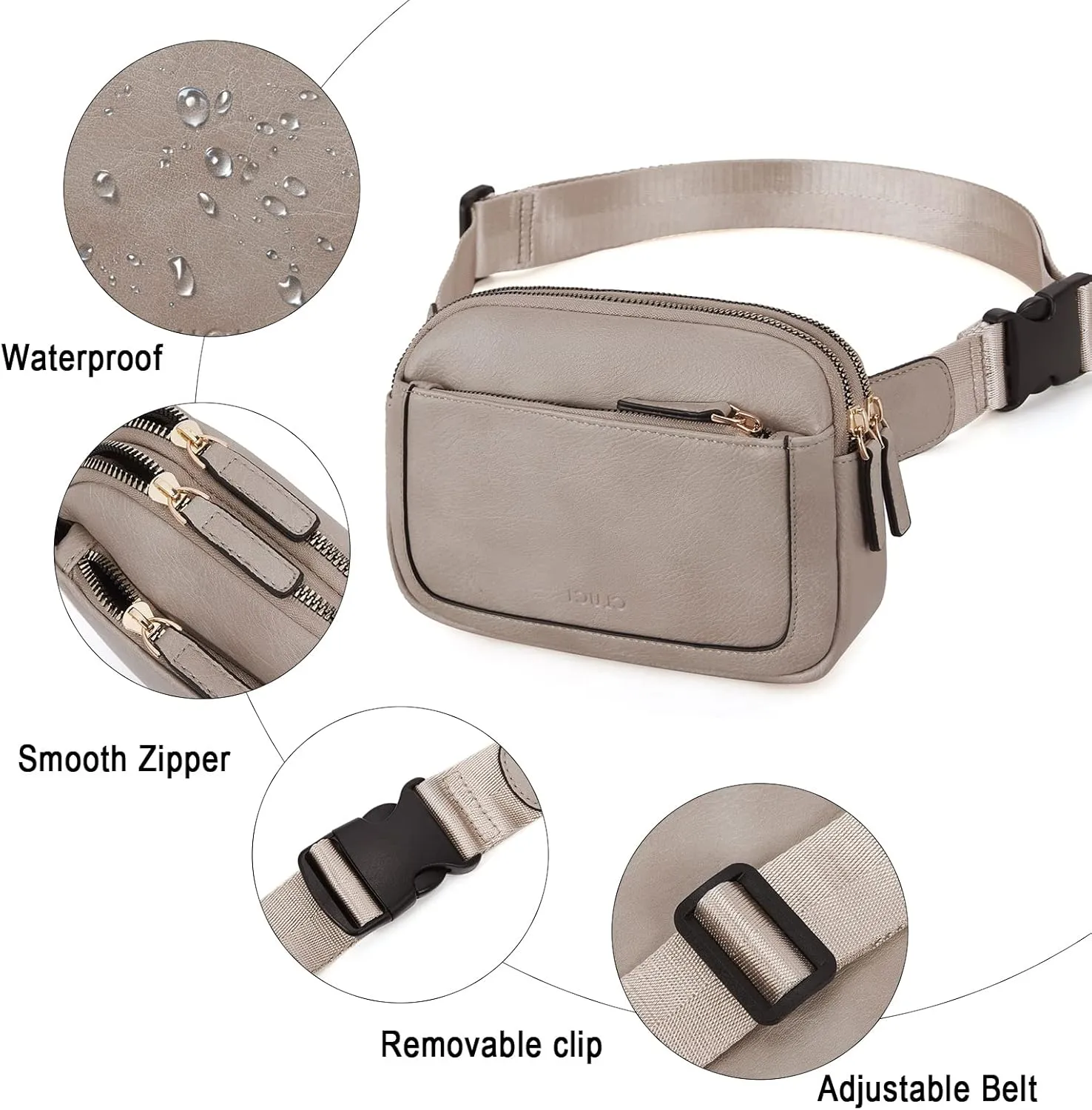 CLUCI Belt Bag for Women, Mini Everywhere Crossbody Waist Bag Adjustable Strap, Vegan Leather Women's Fanny Pack