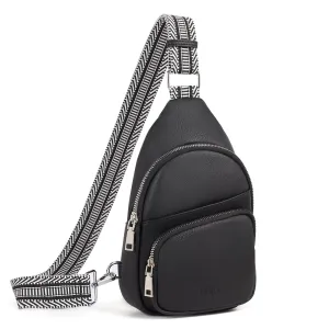 CLUCI Leather Sling Bag With Guitar Strap