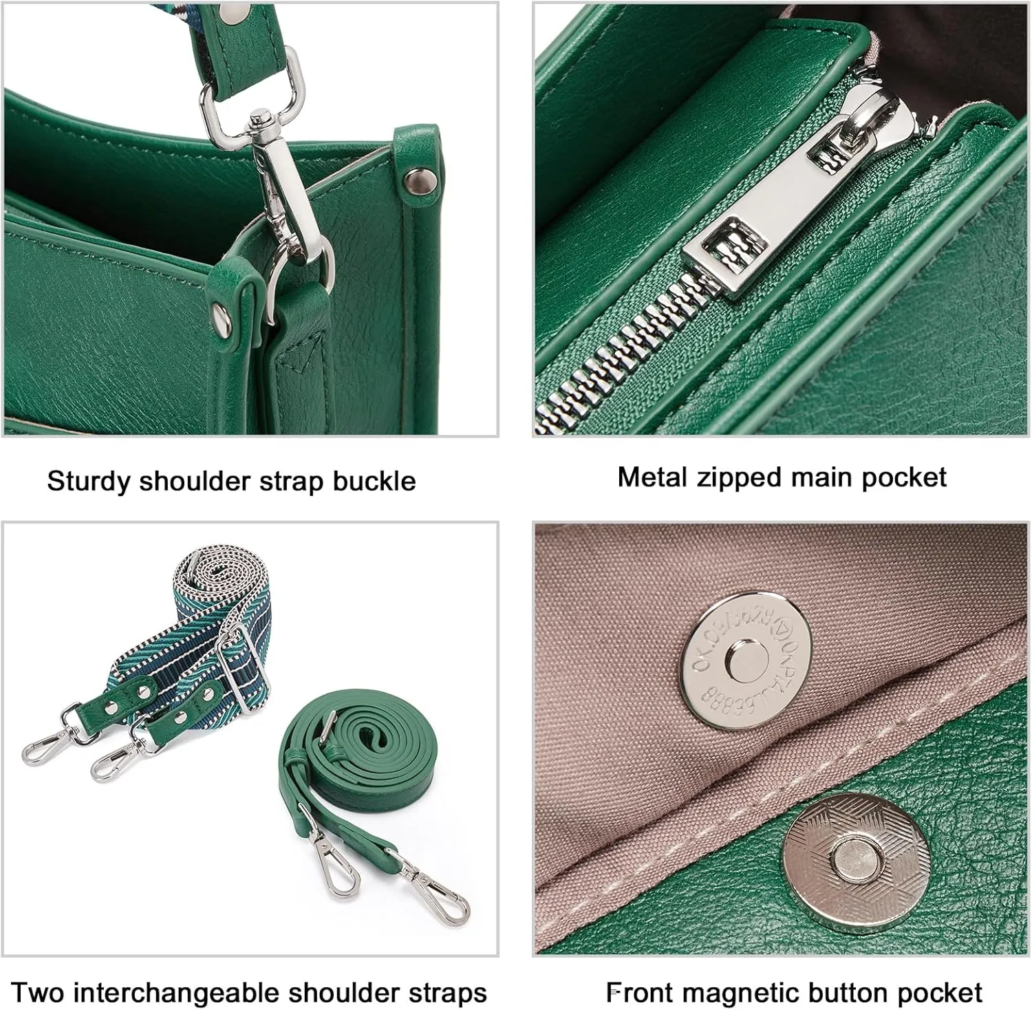 CLUCI Purses for Women, Vegen Leather Crossbody Bags for Woman Trendy, 2PCS Hobo Handbag with 2 Adjustable Guitar Strap