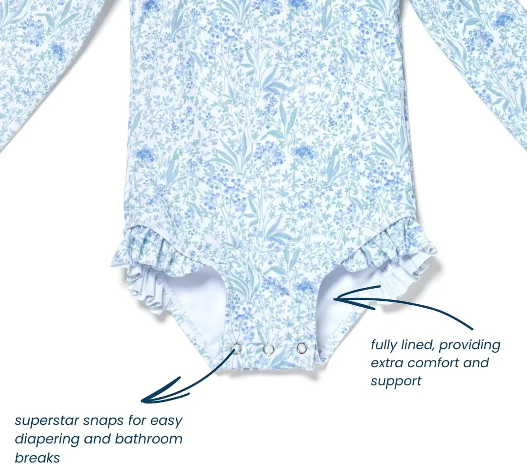 Coast & Crest Baby and Toddler Girl Long Sleeve Rash Guard One Piece Swimsuit