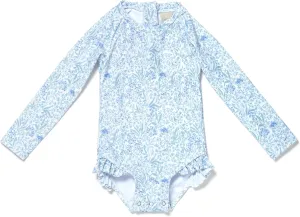 Coast & Crest Baby and Toddler Girl Long Sleeve Rash Guard One Piece Swimsuit