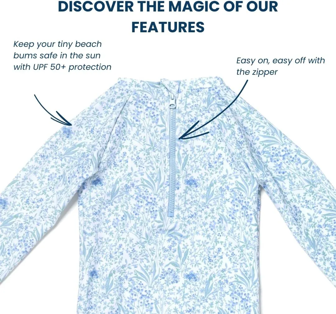 Coast & Crest Baby and Toddler Girl Long Sleeve Rash Guard One Piece Swimsuit