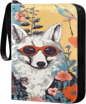 Colorful Cool Wolves Card Binder 4-Pocket, 400 Pockets Trading Cards Holder Games Card Albums Storage Organizer Case for Football, Baseball Cards