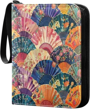 Colorful Japanese Fans Card Binder 4-Pocket, 400 Pockets Trading Cards Holder Games Card Albums Storage Organizer Case for Football, Baseball Cards