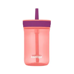Contigo Kids’ Leighton Straw Tumbler with Spill-Proof Leak-Proof Lid, 14oz, Coral/Grape