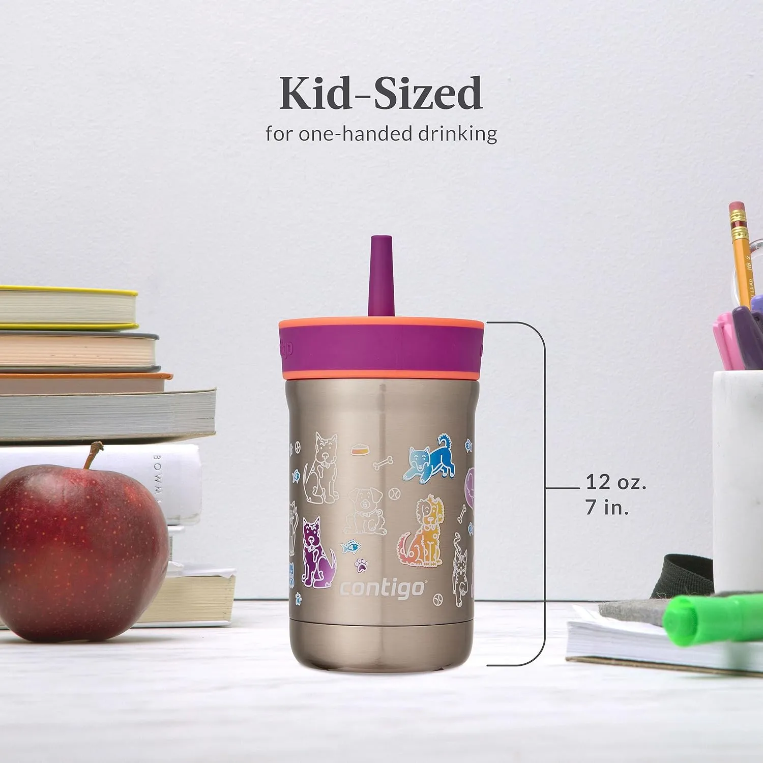 Contigo Kids’ Leighton Straw Tumbler with Spill-Proof Lid, 12oz