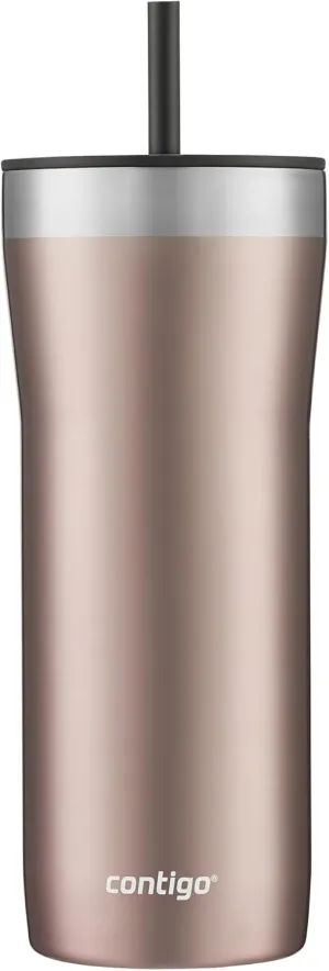 Contigo Stainless Steel Vacuum Insulated Tumbler With Straw, 32 oz (Champagne/Pineberry)