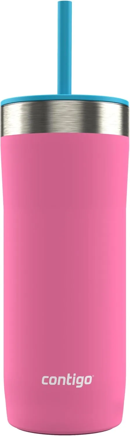 Contigo Streeterville Stainless Steel Tumbler with Straw, 24oz, Azalea