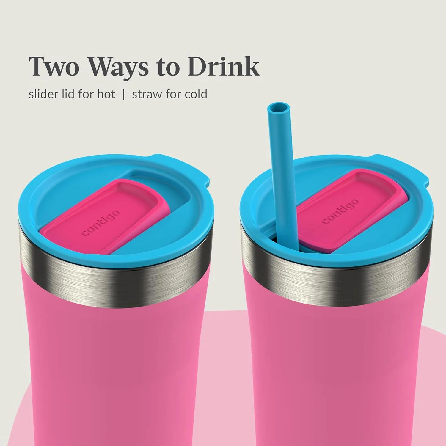 Contigo Streeterville Stainless Steel Tumbler with Straw, 24oz, Azalea