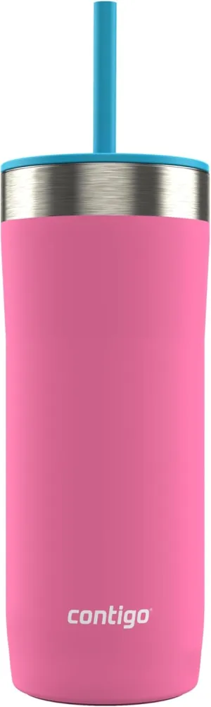 Contigo Streeterville Stainless Steel Tumbler with Straw, 24oz, Azalea