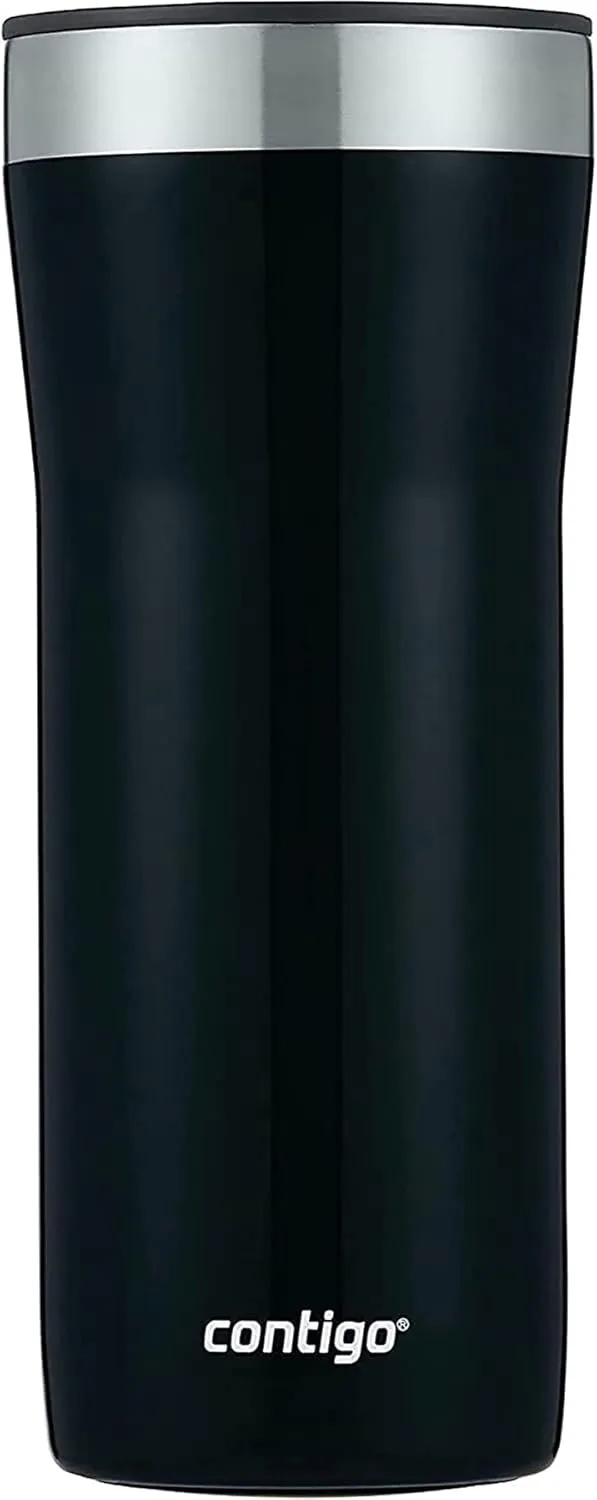 Contigo Streeterville Stainless Steel Vacuum-Insulated Tumbler with Straw and Splash-Proof Slider Lid, Keeps Drinks Hot up to 8hrs or Cold for 24hrs, Great for Travel/Work/School, 32oz Licorice